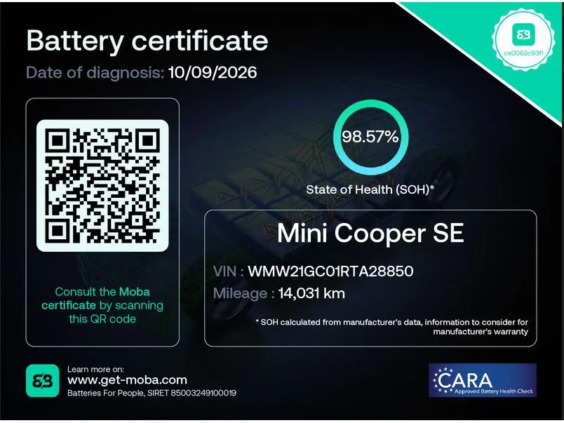 MINI Cooper SE 52 kWh SOH 98.57% LANE SIDE CAM PARK 1° MAIN - Photo 1